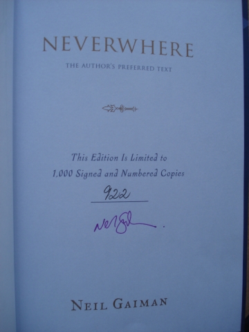 Neverwhere Signed Sheet