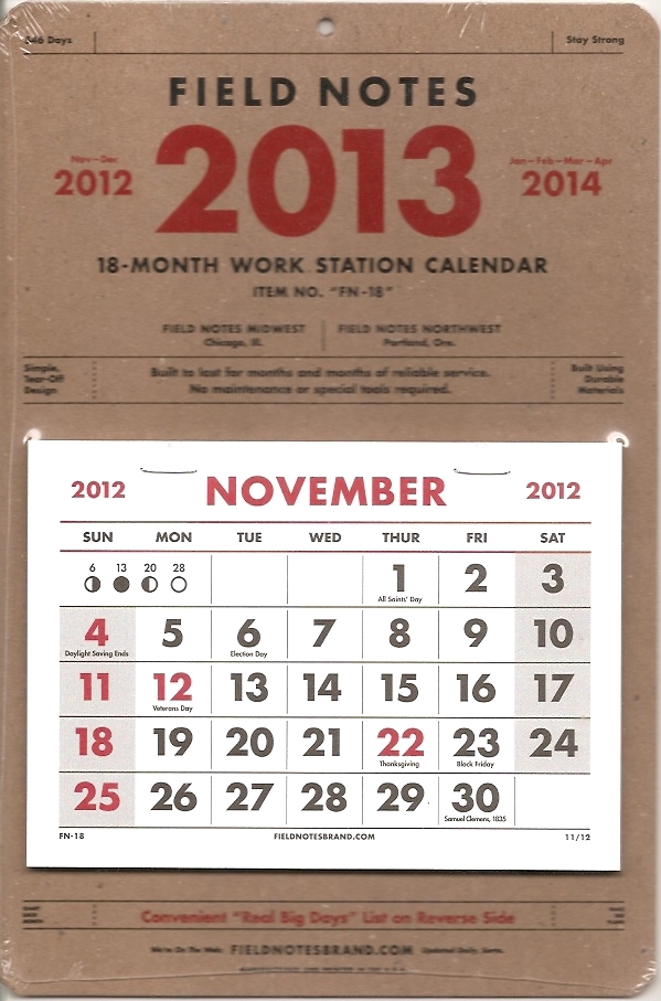 Field Notes Calendar 2013
